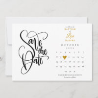 Baptism Christening Calendar Gold Heart