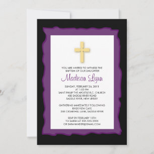 Baptism Christening Communion Invitations Purple