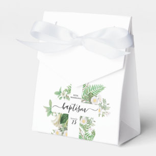 Baptism Christening Cross Greenery Gender Neutral Favor Box