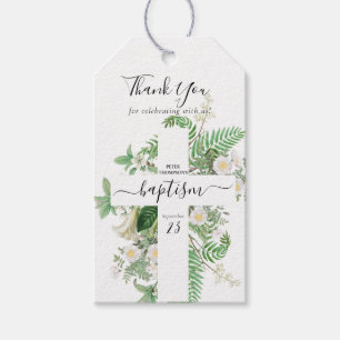 Baptism Christening Cross Greenery Gender Neutral  Gift Tags