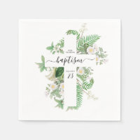 Baptism Christening Cross Greenery Gender Neutral