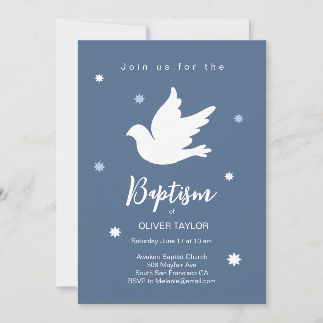 Baptism Christening Dove Invitation (Front)