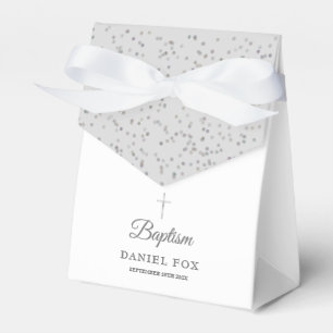 Baptism Christening Elegant Silver Stardust Favor Box