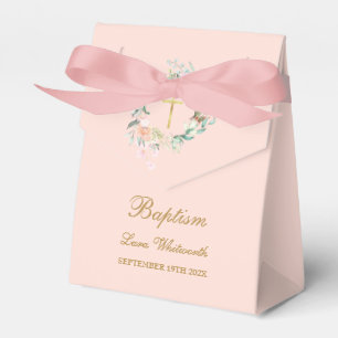 Baptism Christening Floral Garland Blush Pink Favor Box