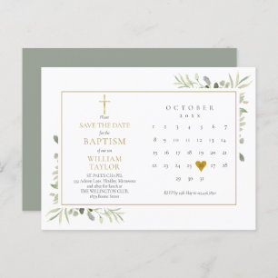 Baptism Christening Greenery Save The Date Announcement Postcard