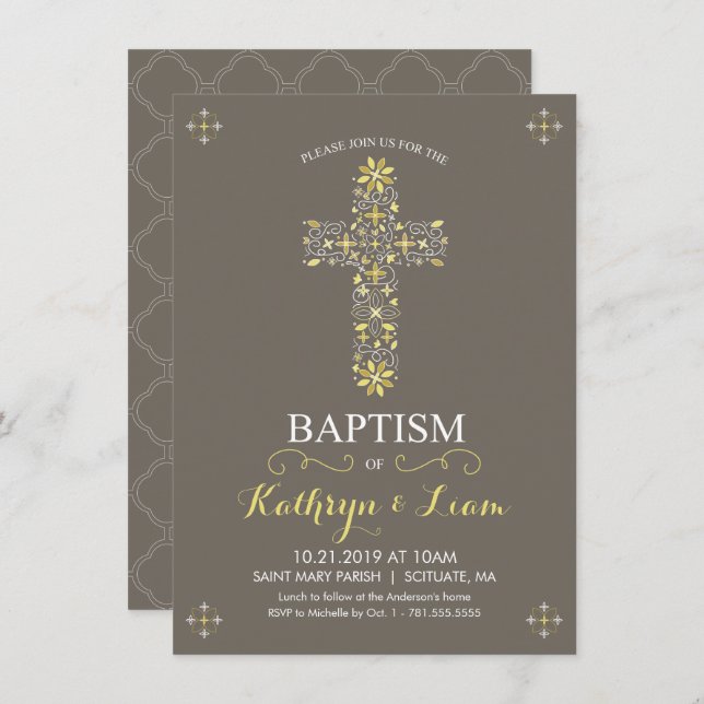 Baptism, Christening Invitatio, Girl and or Boy Invitation (Front/Back)