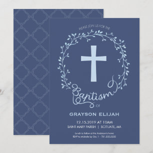 Baptism, Christening Invitation - Baby Boy Invite