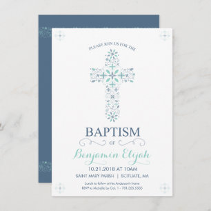 Baptism, Christening Invitation - Baby Boy Invite