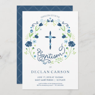 Baptism, Christening Invitation Boys Invite Card