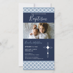 Baptism, Christening Photo Card - Boy's, Simple