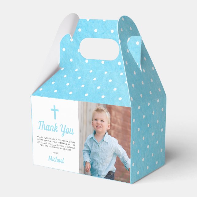 Baptism Christening Religious Boy Photo Favor Box (Front Side)