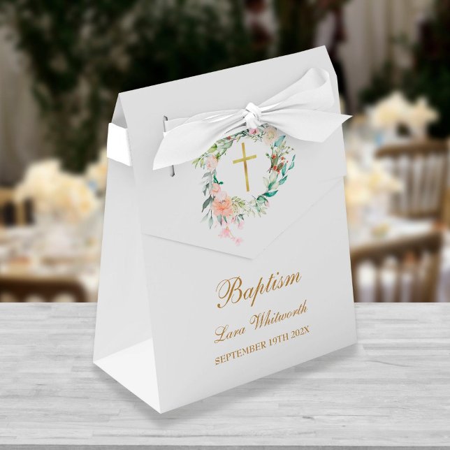 Baptism Christening Roses Floral Garland Favor Box (Creator Uploaded)