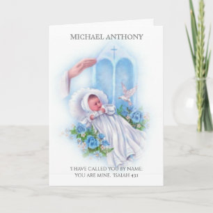 Baptism Christening Scriptural Baby Boy Card
