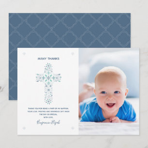Baptism, Christening Thank You Card - Baby Photo