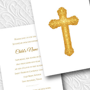 Baptism Confirmation 1st Communion Ornate Cross Invitation
