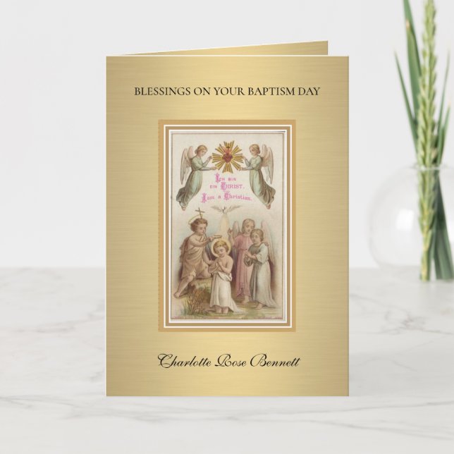 Baptism Congratulations Angel Holy Card (Front)
