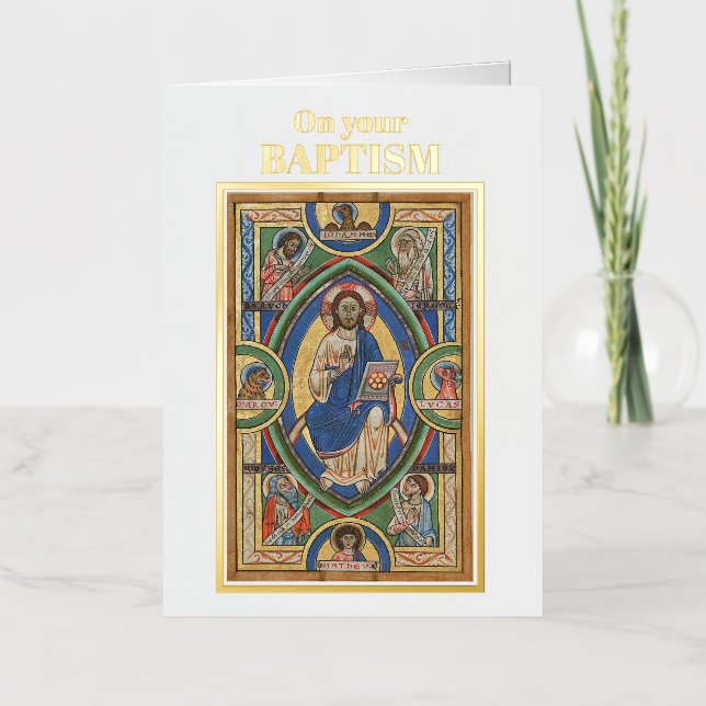 Baptism congratulations foil greeting card (Front)