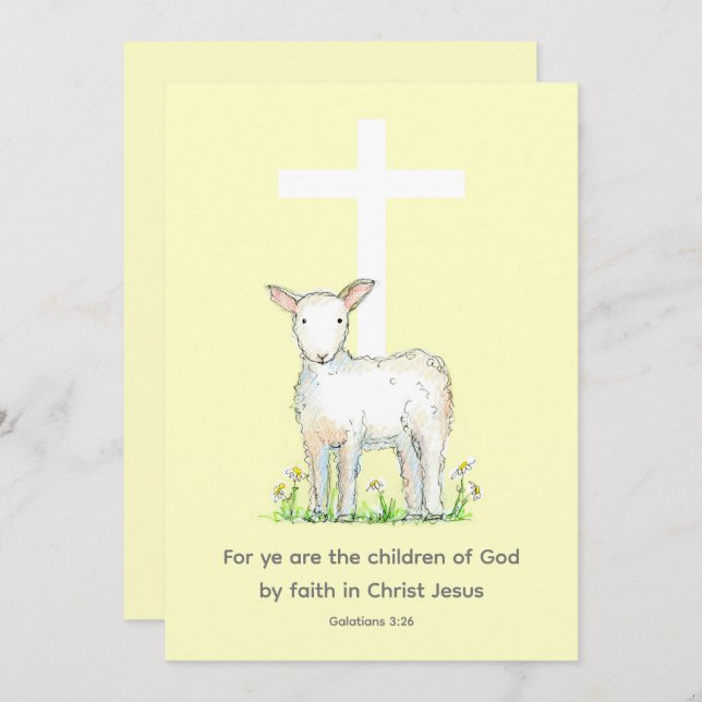Baptism Congratulations Galatians Scripture Lamb Invitation (Front/Back)