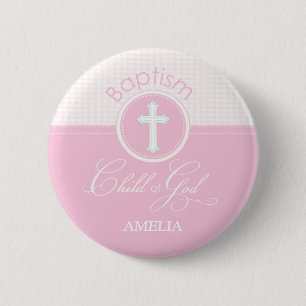 Baptism Congratulations Pink, Round Gifts 2 Inch Round Button