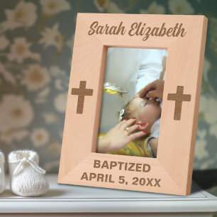 Baptism Cross Custom Name and Date Etched Frames