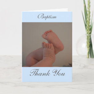 Baptism Cross Light Blue Insert Photo Thank You Card