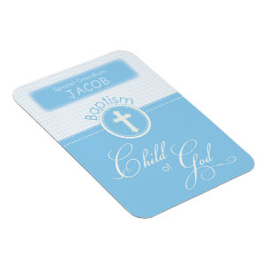 Baptism, Custom Name, Blue Child of God Magnet