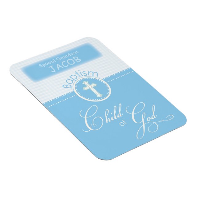 Baptism, Custom Name, Blue Child of God Magnet (Right Side)