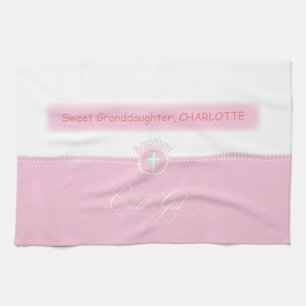 Baptism, Custom Name, Congratulations Pink Child o Kitchen Towel