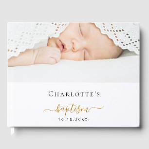 Baptism custom photo modern girl guest book