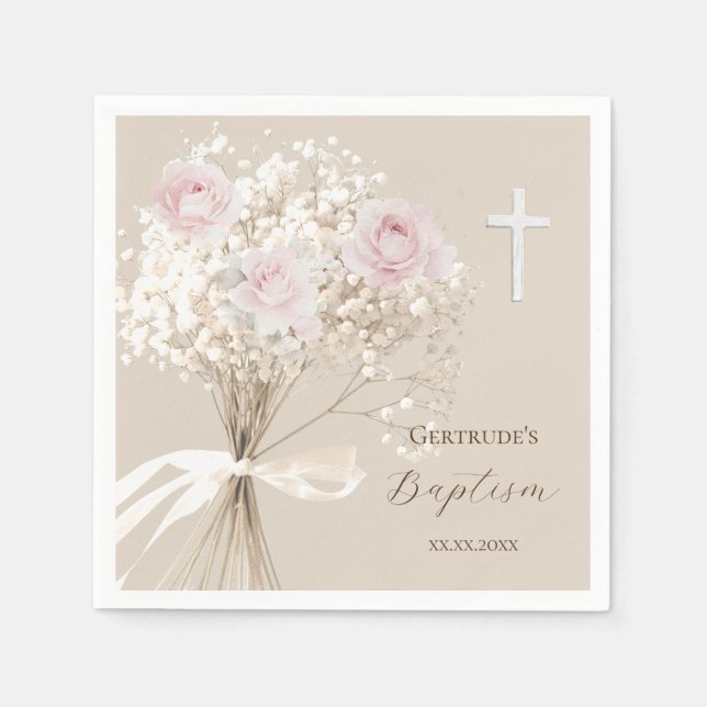Baptism delicate bouquet  napkin (Front)