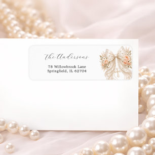  Baptism Elegant Floral Bow and Pearl