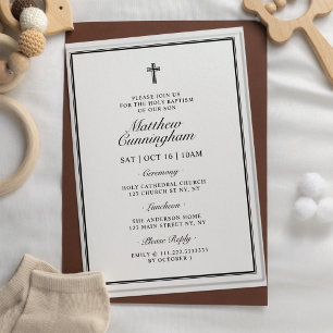Baptism Elegant Modern Cross QR Code Acrylic Invitations