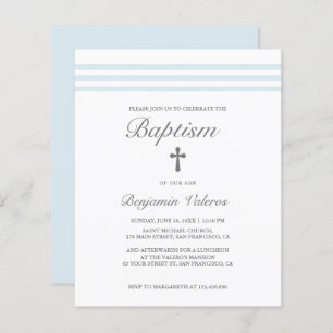 BAPTISM Elegant Striped pastel blue Cross 