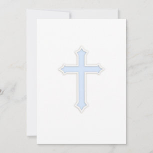 Baptism "Embossed" Cross Blue Invitation