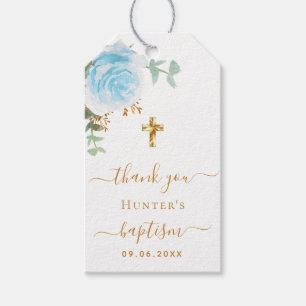 Baptism eucalyptus light blue boy thank you gift tags