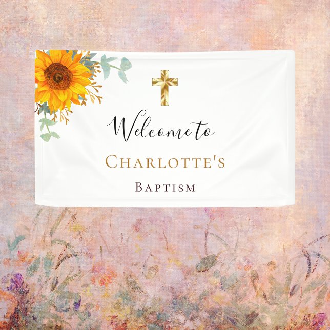Baptism eucalyptus sunflower boy girl welcome banner (Creator Uploaded)