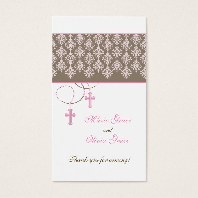 Baptism Favour Tag - Twins (Front)