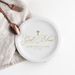 Baptism First Communion Gold God Bless Cross Paper Plate<br><div class="desc">God Bless Baptism or First Communion Paper Plates: These elegant paper plates feature a graceful “God Bless” script and a simple gold cross,  personalized with your child’s name and special date. Perfect for baptisms,  first communions,  or confirmations,  they add a meaningful and stylish touch to your celebration.</div>