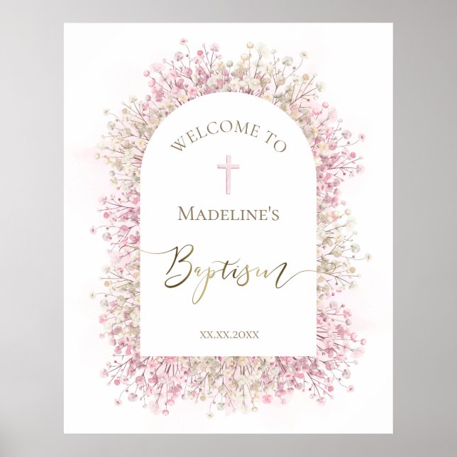 Baptism floral welcome poster (Front)
