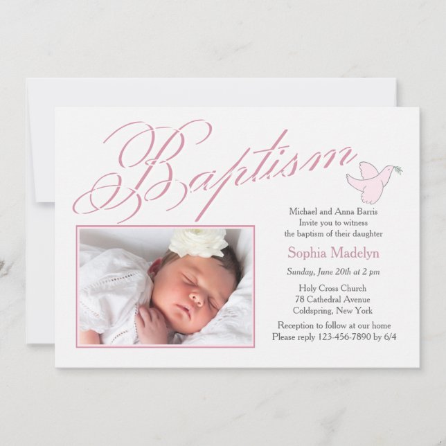 Baptism Font Photo Invitation (Front)