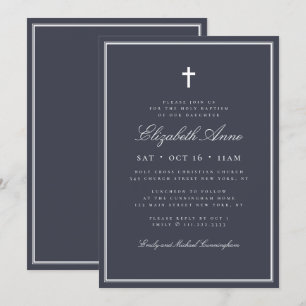 Baptism For Her Classic Elegant Cross Invitation