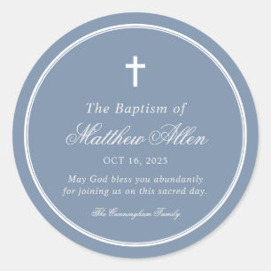 Baptism For Him   Elegant Classic Cross Round Sticker
