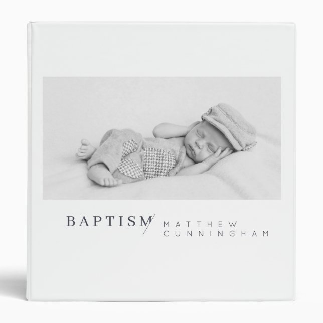 Baptism For Him Modern Minimalist Custom Photo Binder (Front)