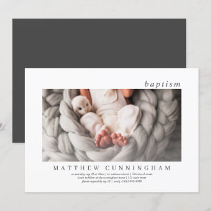 Baptism For Him Modern Simple Elegant Photo Invitation