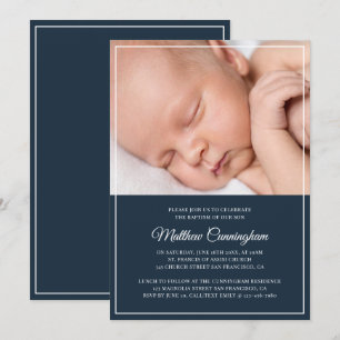 Baptism For Him   Modern Simple Frame Invitation