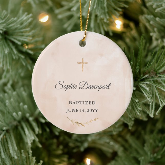 Baptism Gift for Girl - Custom Christening Gift Ceramic Ornament (Tree)