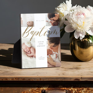 Baptism Gold Calligraphy Photo Collage Keepsake Plaque