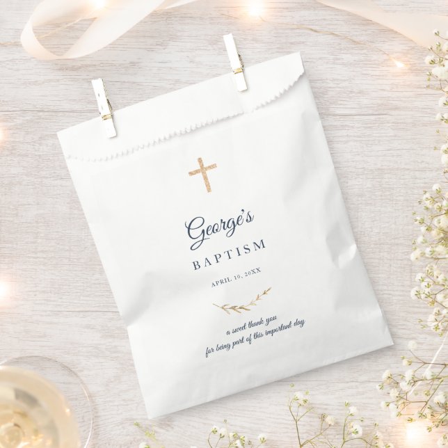 Baptism Gold Cross elegant Favour Bags (Clipped)