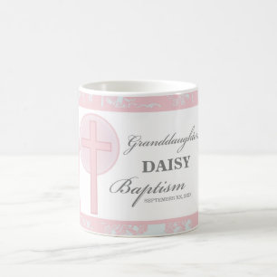 Baptism Granddaughter Pink Lace Personalized Coffee Mug