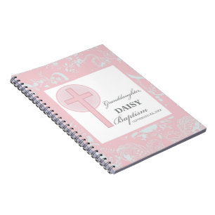 Baptism Granddaughter Pink Lace Personalized Notebook